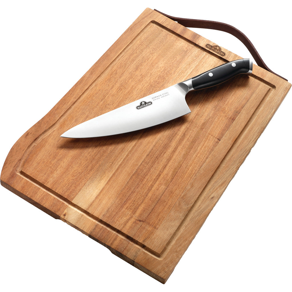 Napoleon cutting board with knife