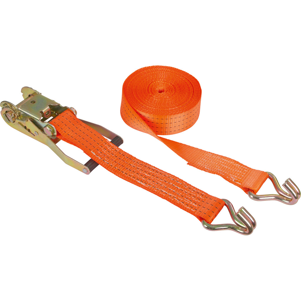 Ratchet lashing strap with claw hook orange / 2-piece