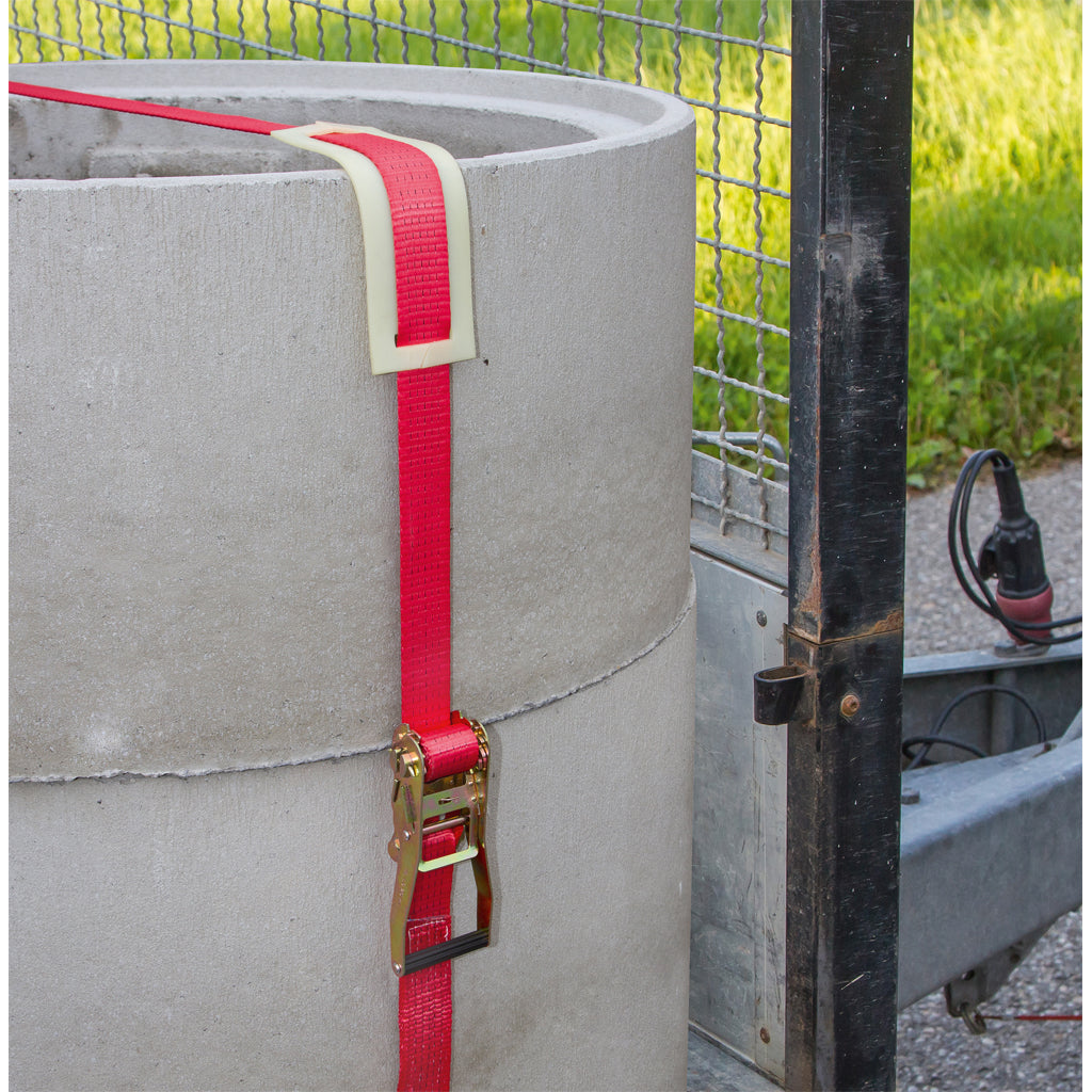 Ratchet lashing strap with pointed hook red / 2-piece