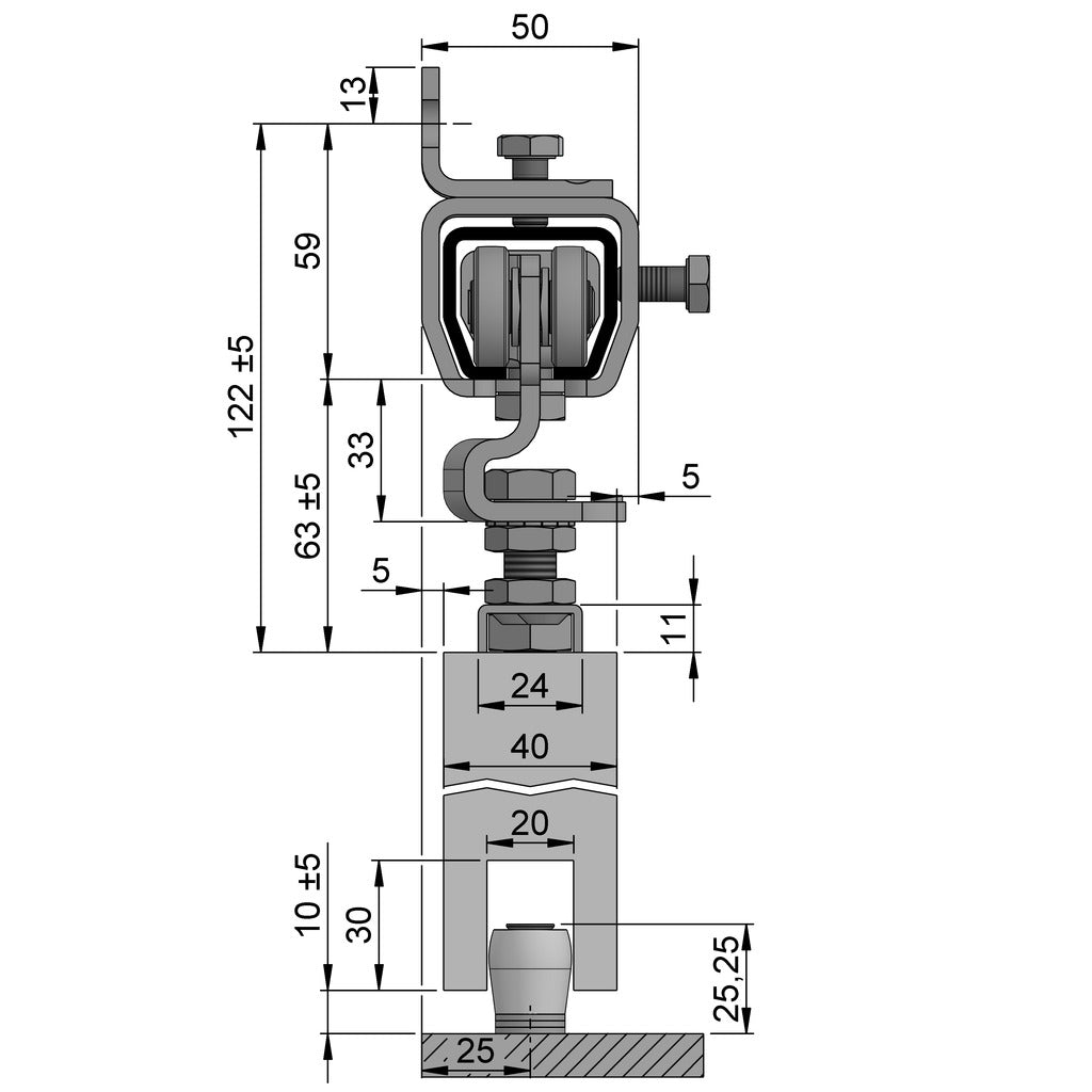 Sliding gate fitting wall