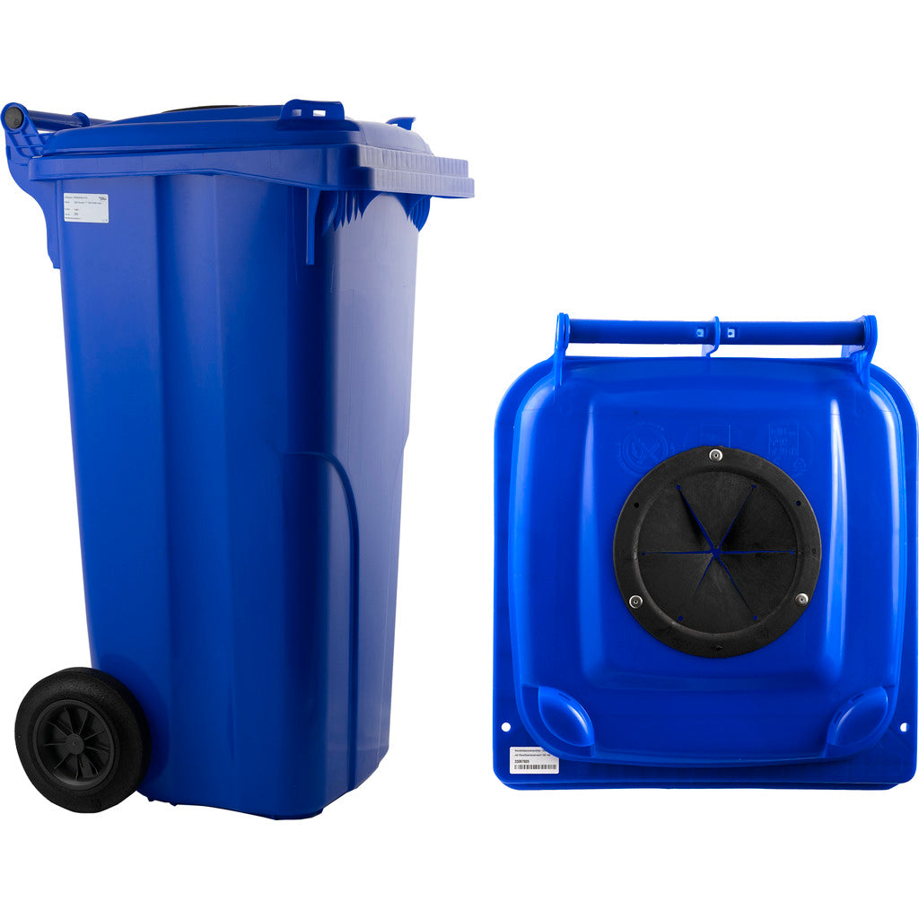 Contenitore per la raccolta delle bottiglie di plastica blu / contenitore a 2 ruote (F)