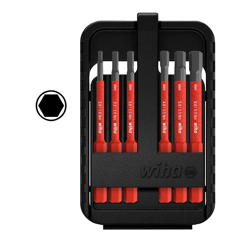 Bit set slimBit electric hexagon including slimBit box 7-piece.