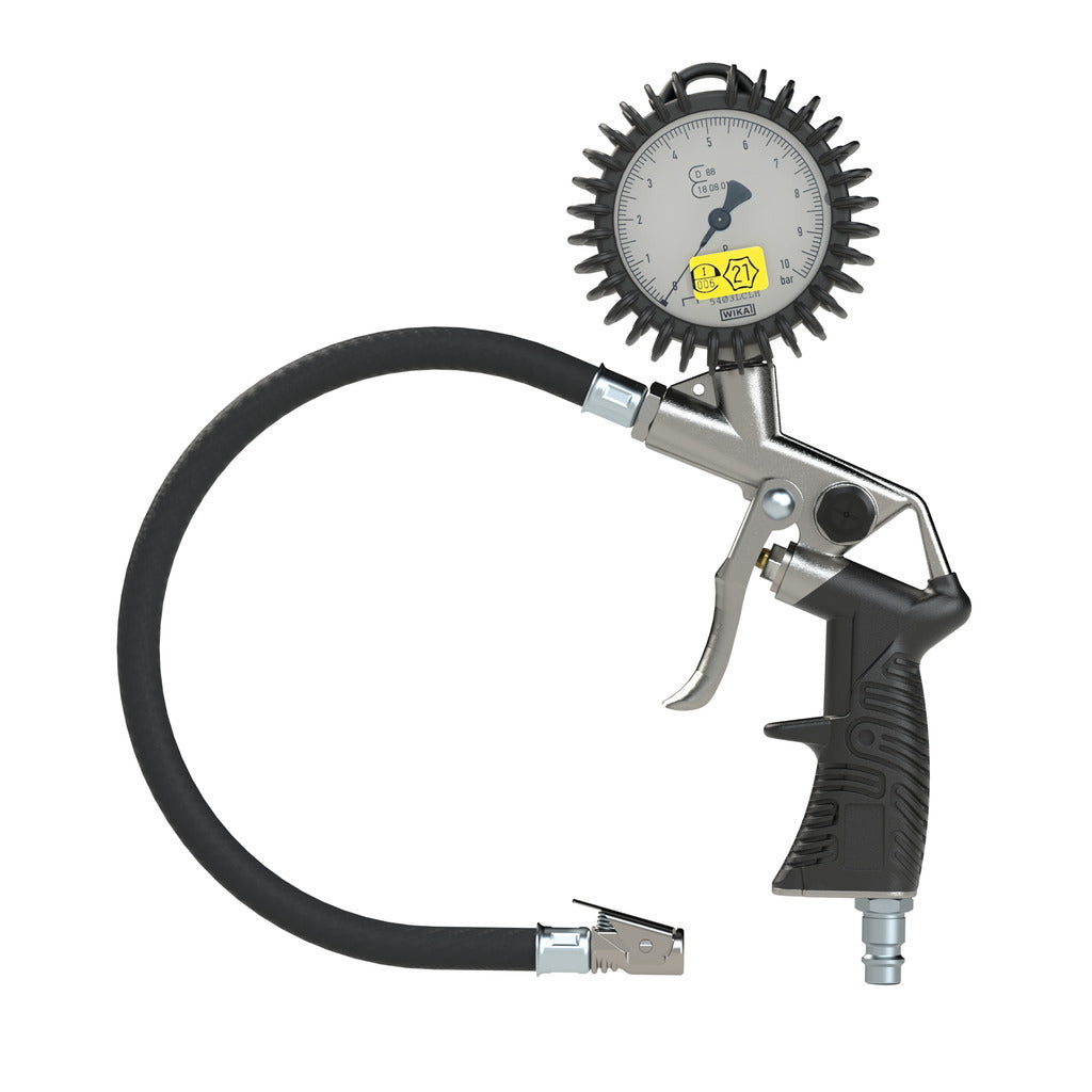 Pistol-shaped hand tire inflator