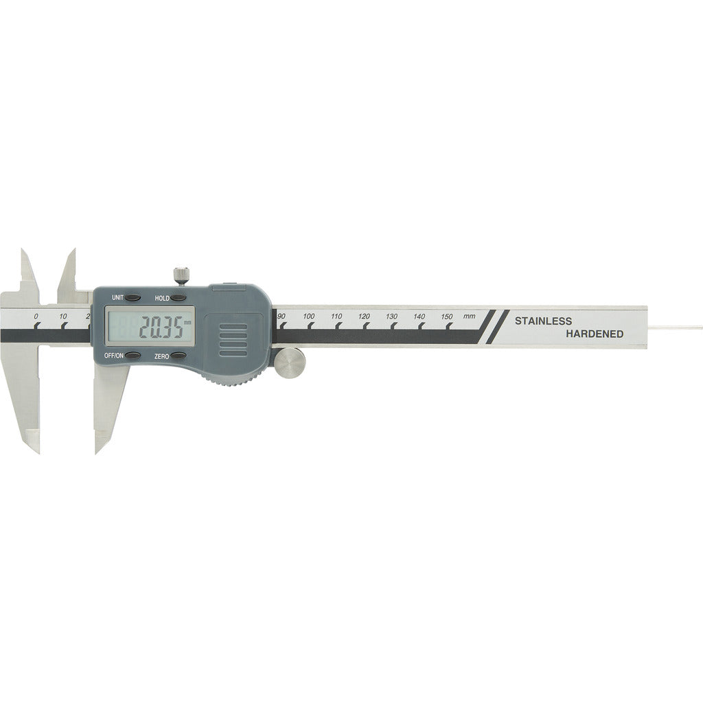 Digital pocket caliper with roller fine adjustment