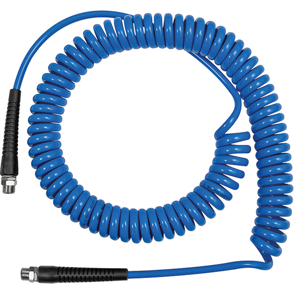 Spiral hose with kink protection spring