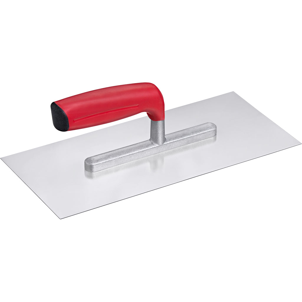 Stainless steel smoothing trowel with softline handle