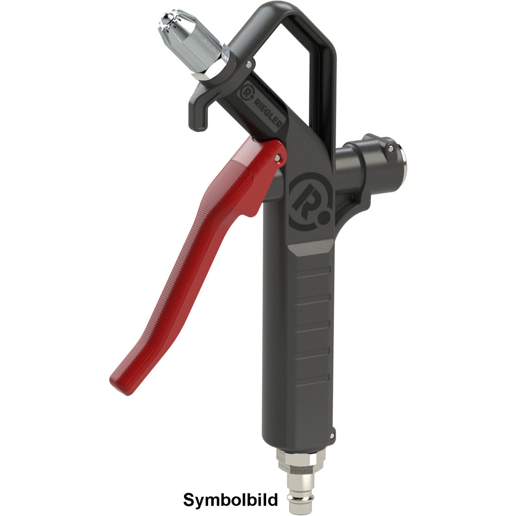 Blow gun with safety nozzle, connectable from above