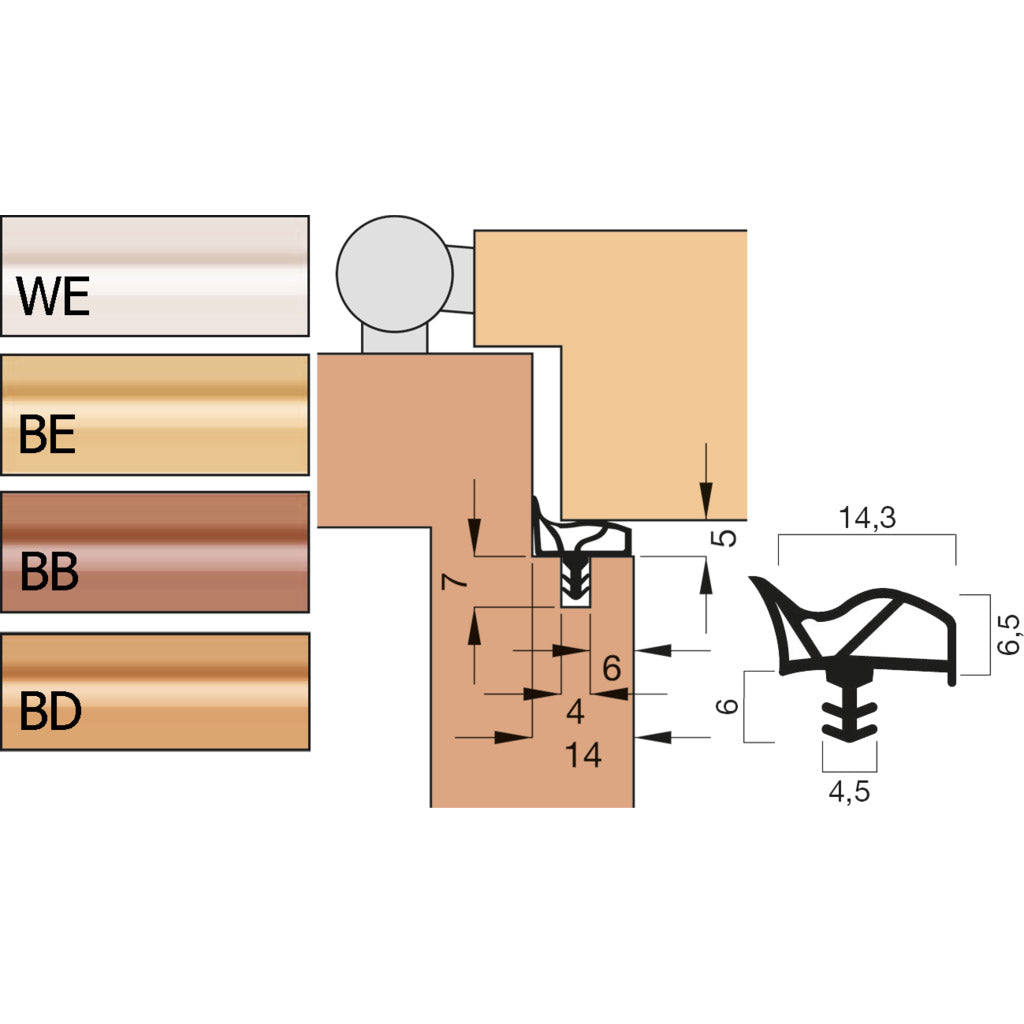 Door seal V 1012 short collar