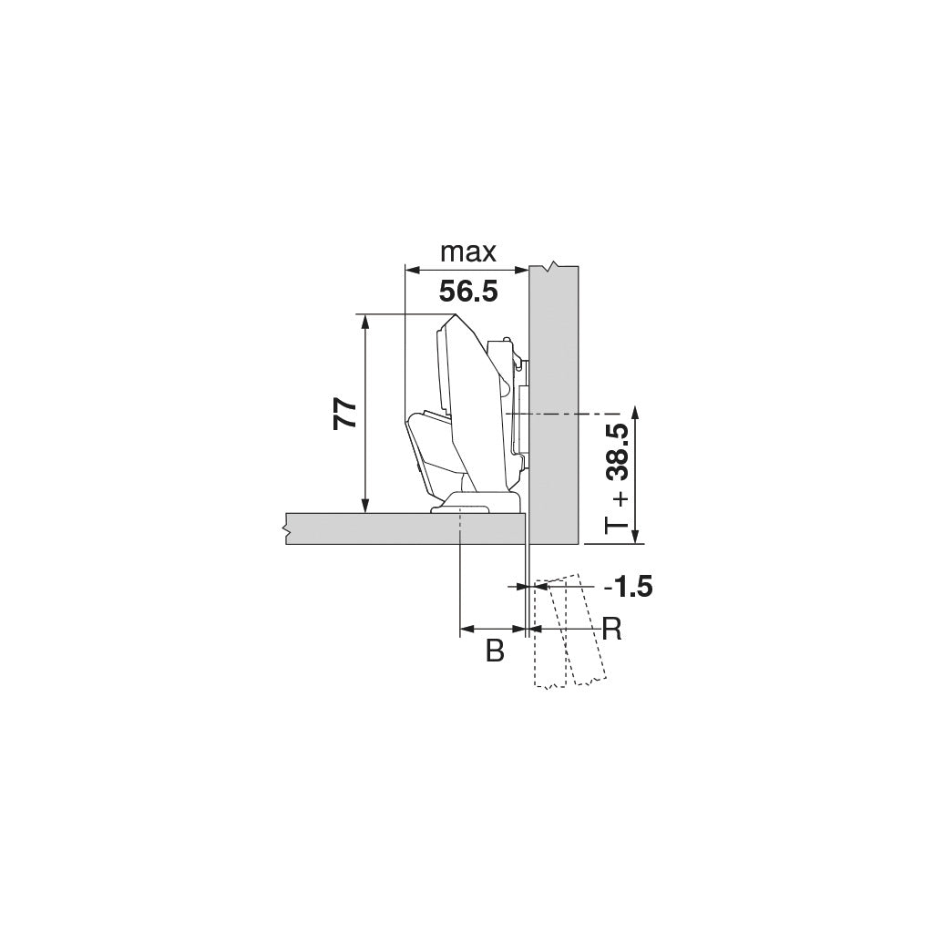 CLIP top BLUMOTION hinge for thin doors 110°
