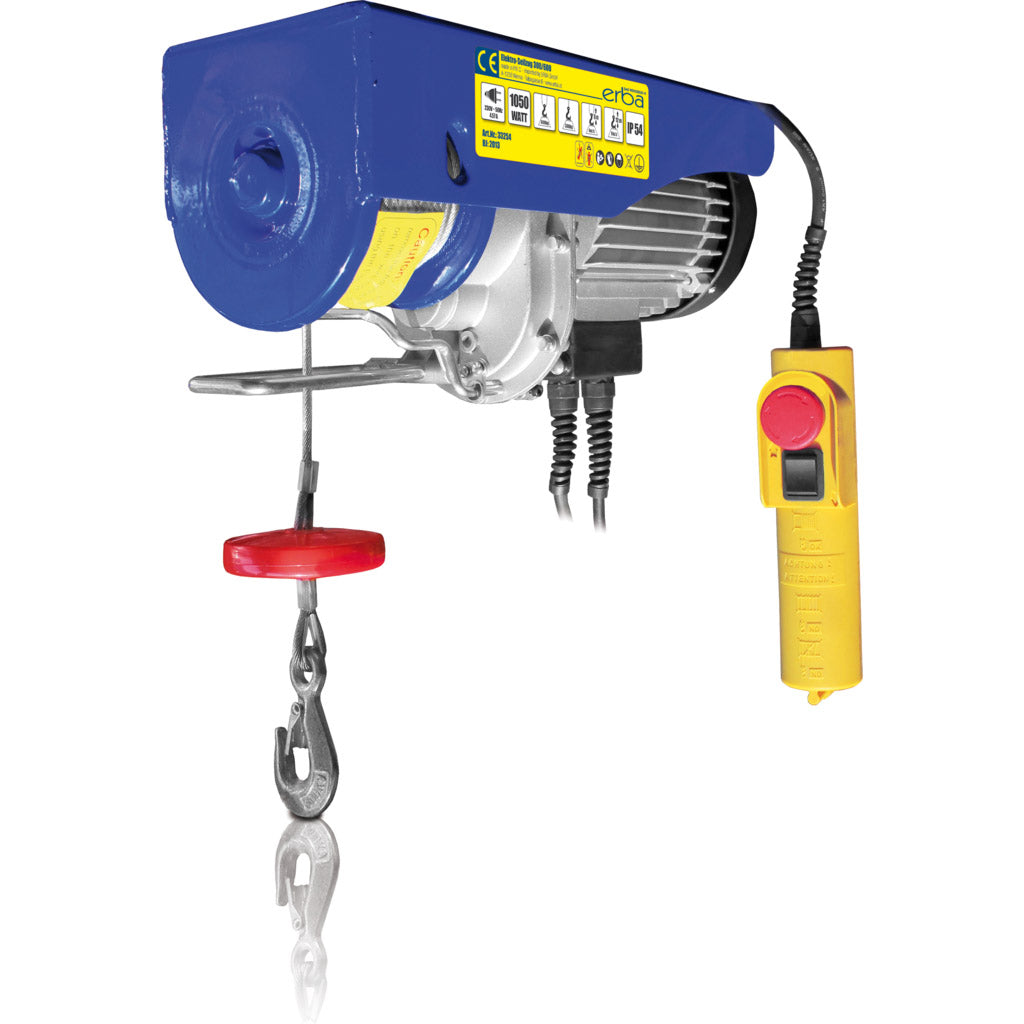 Electric rope hoist with pulley