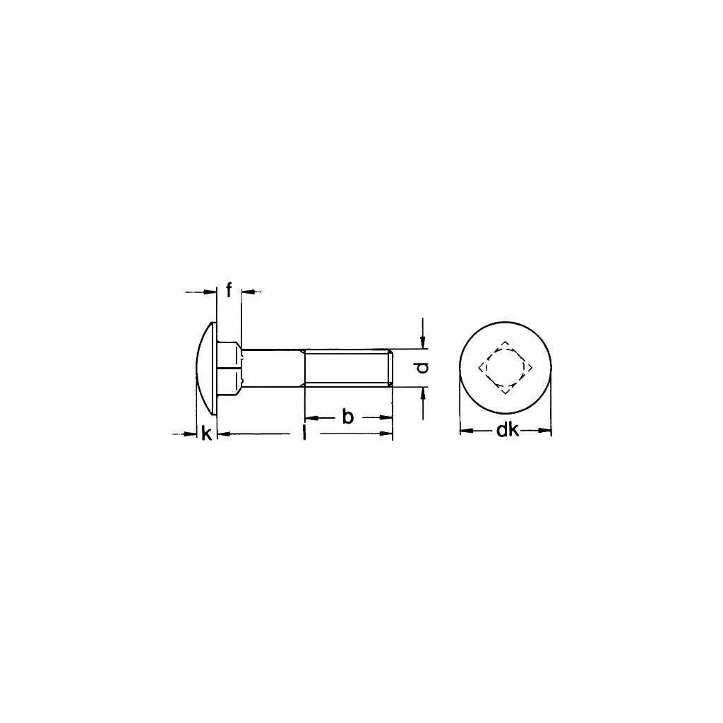 DIN603 round head screws without nuts 4.6 galvanized KP