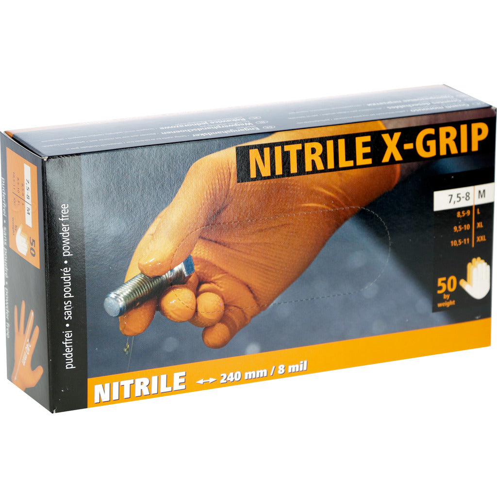 Disposable Nitrile X-Grip gloves orange