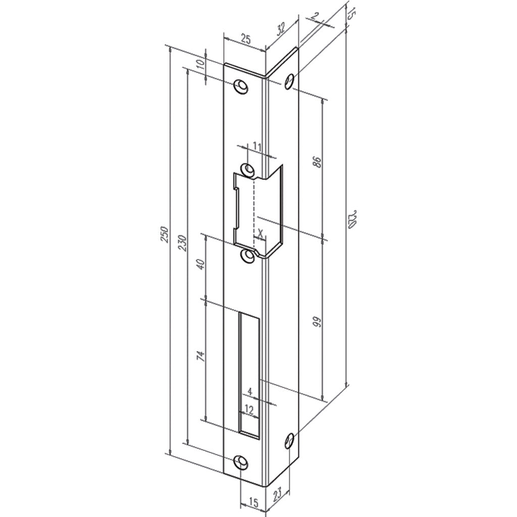 Angled strike plate (loose)