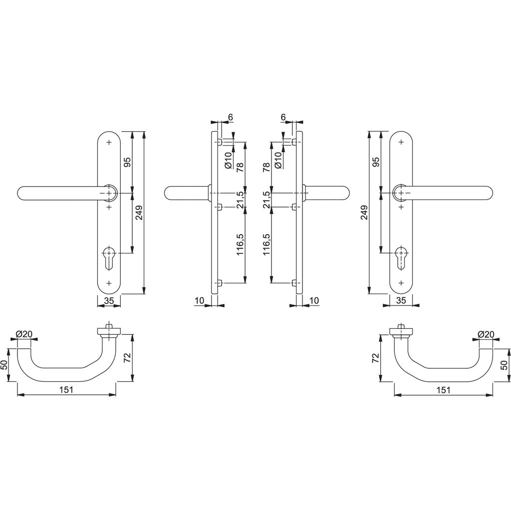 Door handle set PZ RD-E138 GF