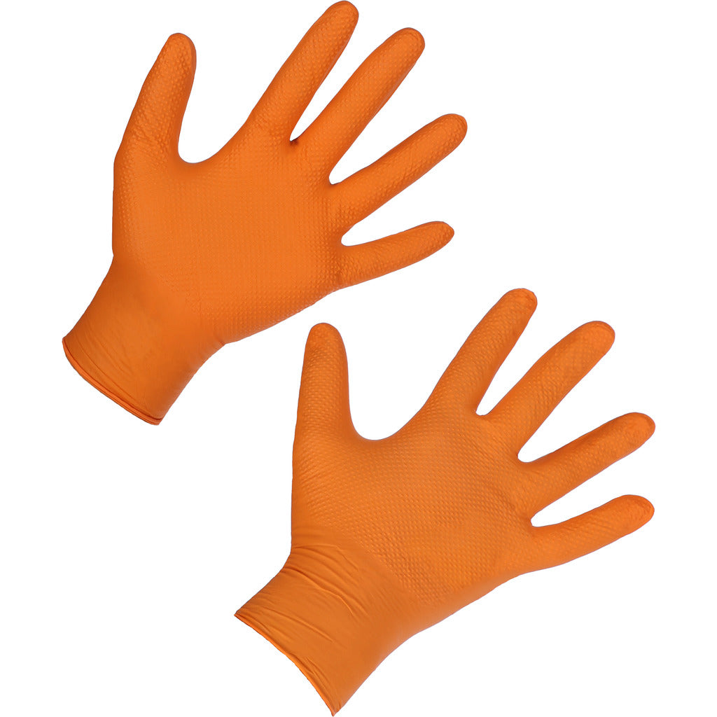 Disposable Nitrile X-Grip gloves orange