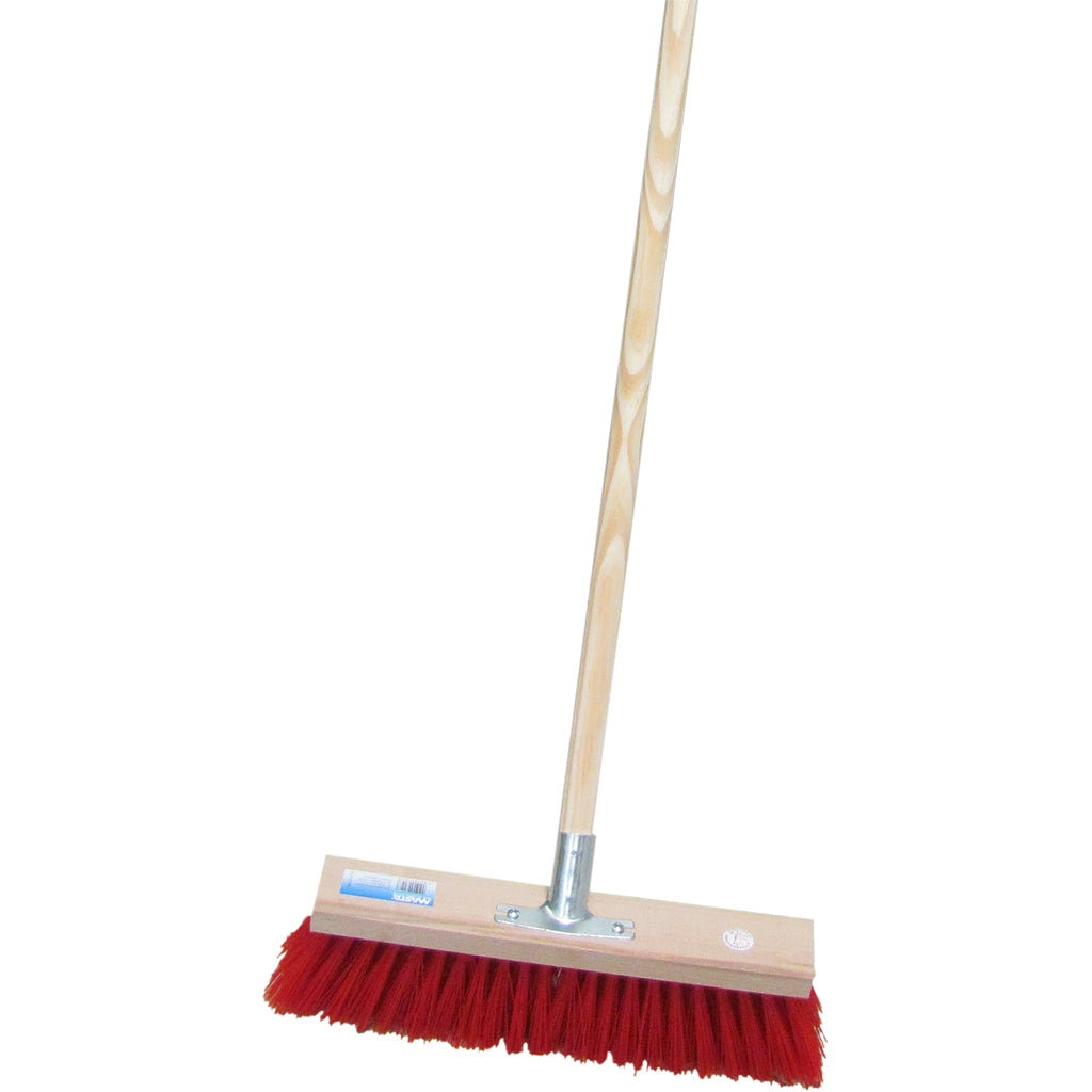 Street broom / with handle and handle holder