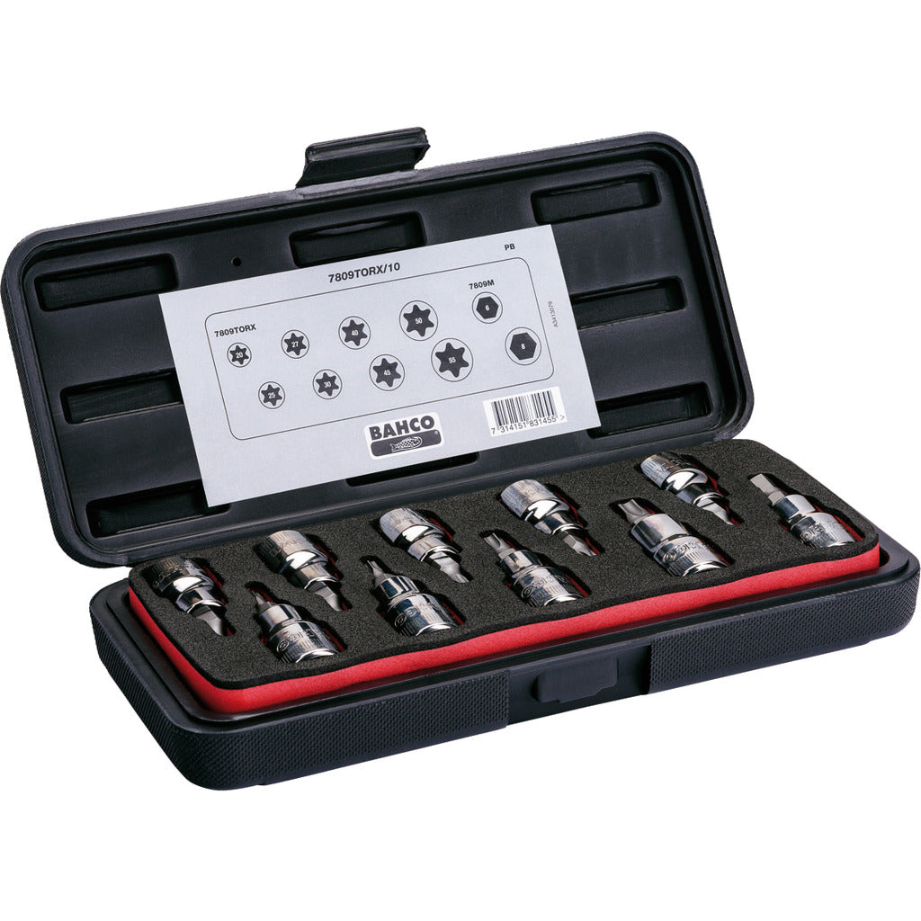 Socket wrench set for Torx® and Phillips screws