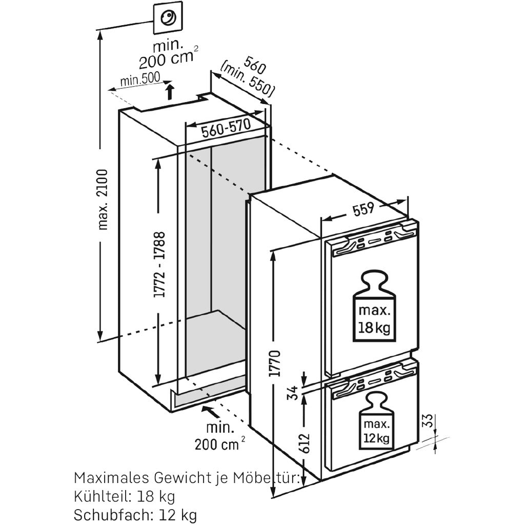 Frigorifero integrato con vano cantina e BioFresh IRCBe 5121