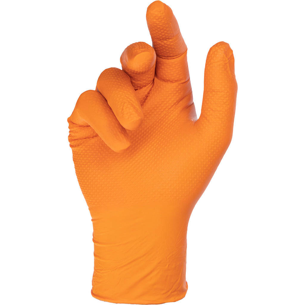 Disposable Nitrile X-Grip gloves orange