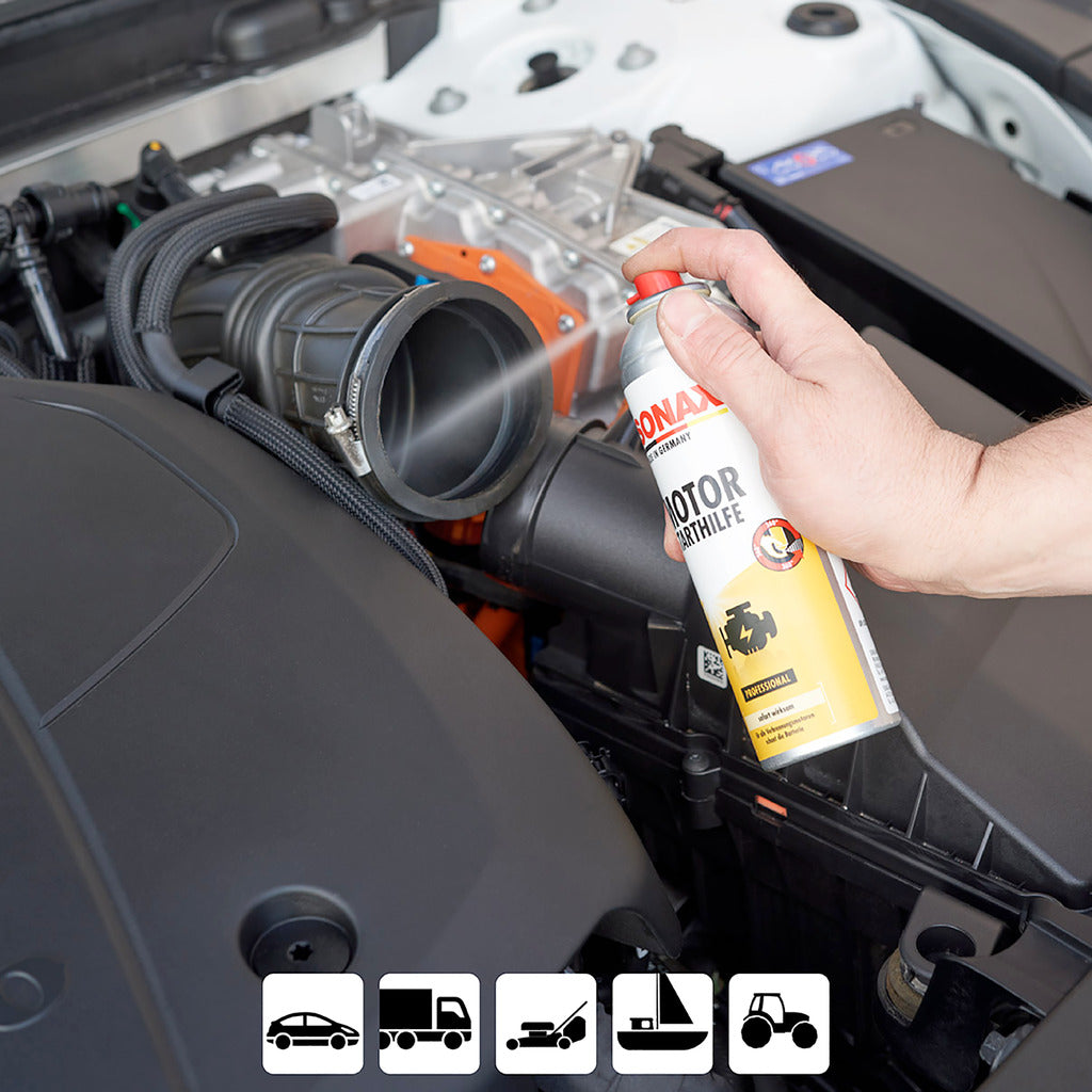 Engine starting aid spray