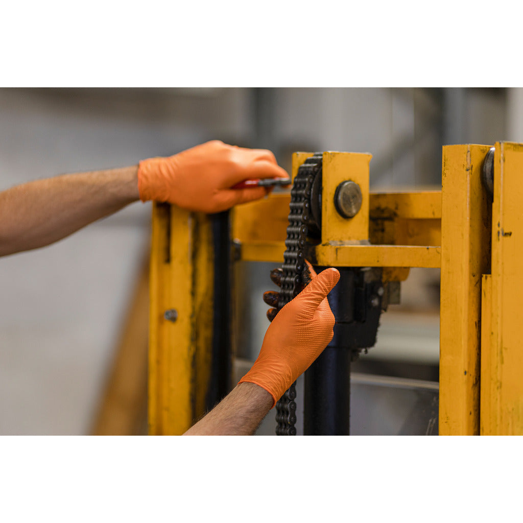 Disposable Nitrile X-Grip gloves orange