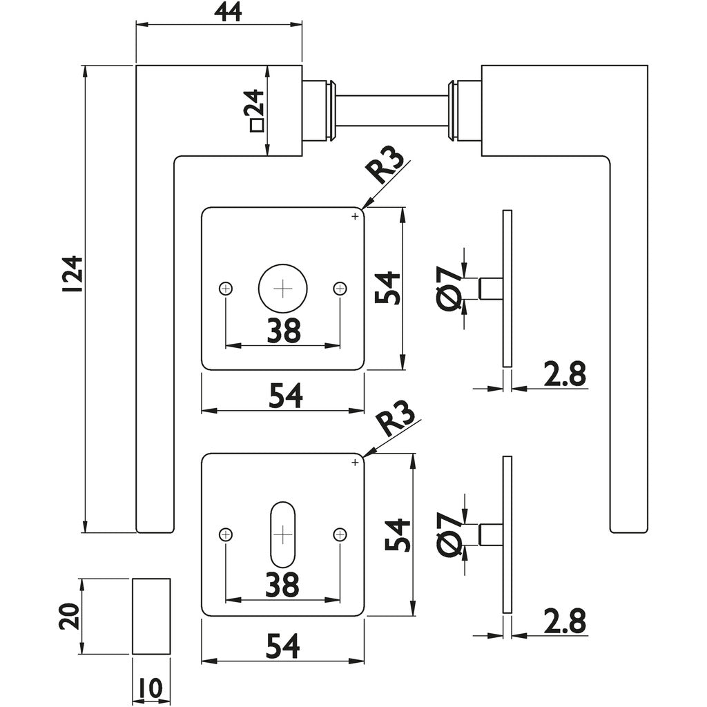 Handle set model 1682.L West