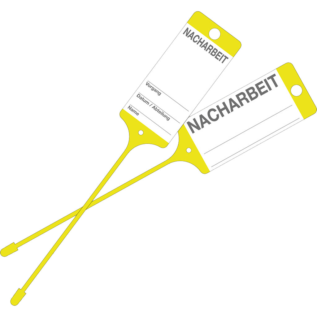Goods label / yellow, "Rework"