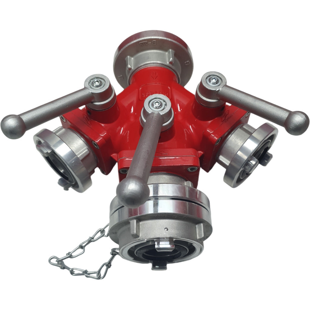 Distributor with ball shut-off and adapter B-CBC / DIN 14345