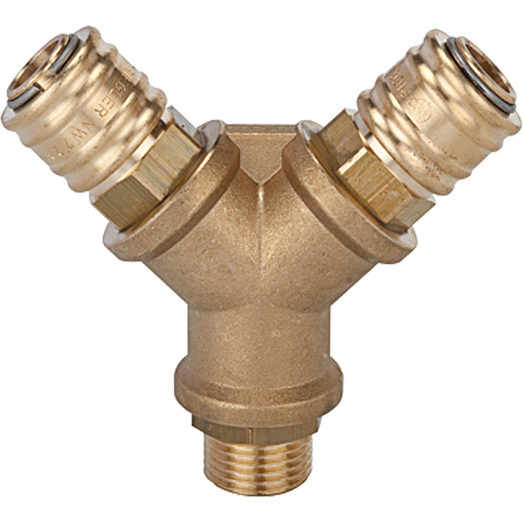 Distributore con 2 attacchi rapidi / filettatura esterna