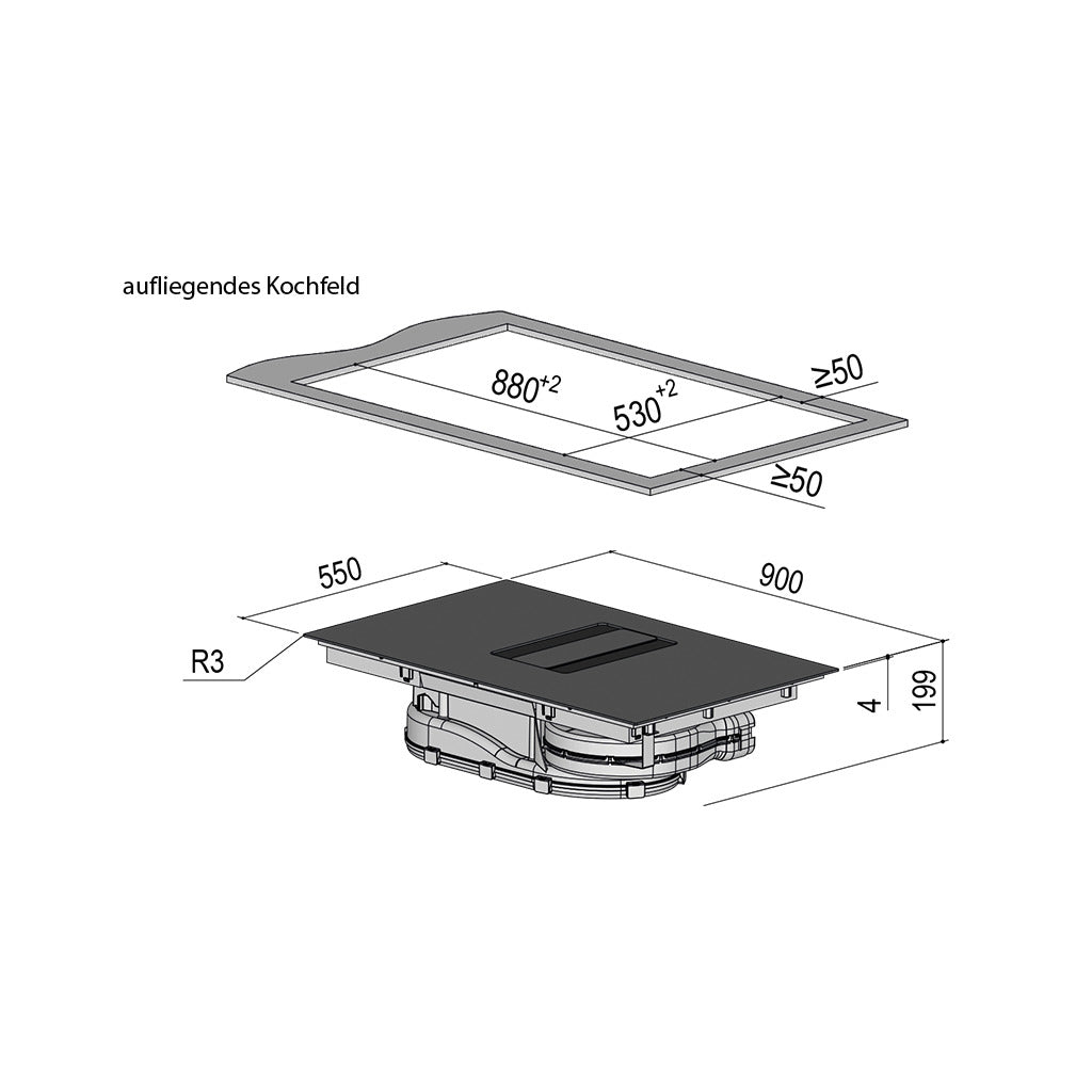 Cooktop extractor Downline Infinity BKA 90 DLI