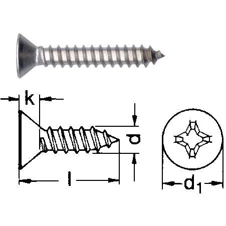 Blechschraube Senkkopf mit Kreuzschlitz (Phillips)