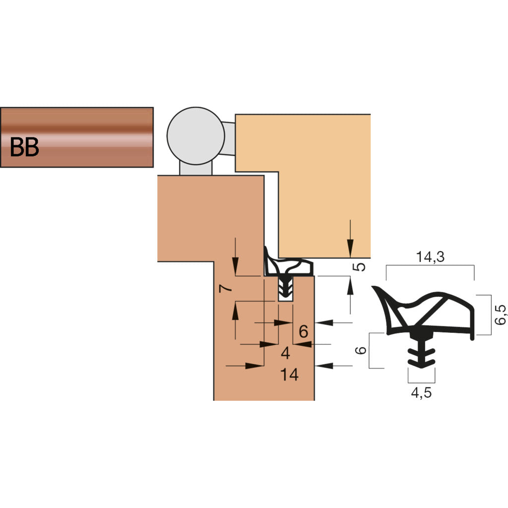 Door seal V 1012 short collar