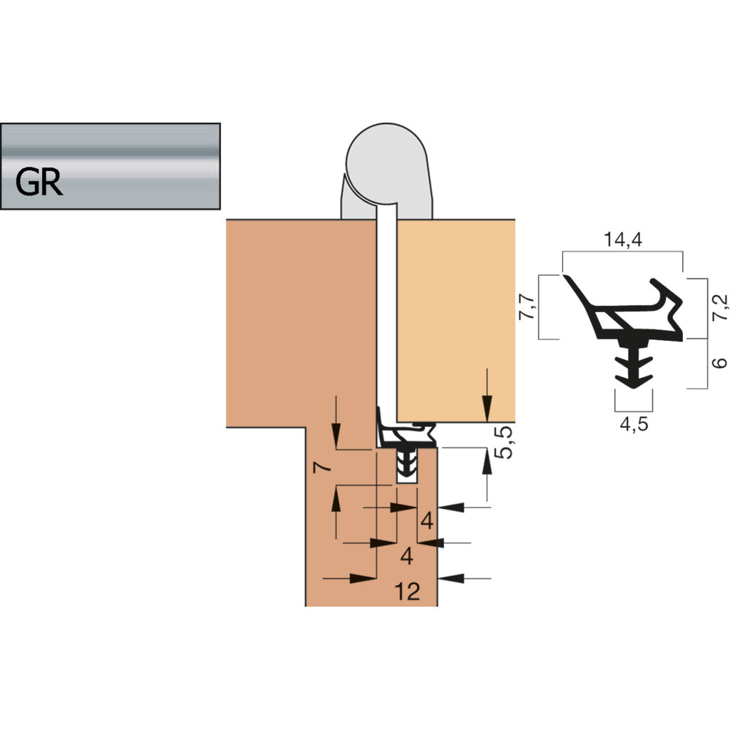 Guarnizione porta A 1022 / collare corto