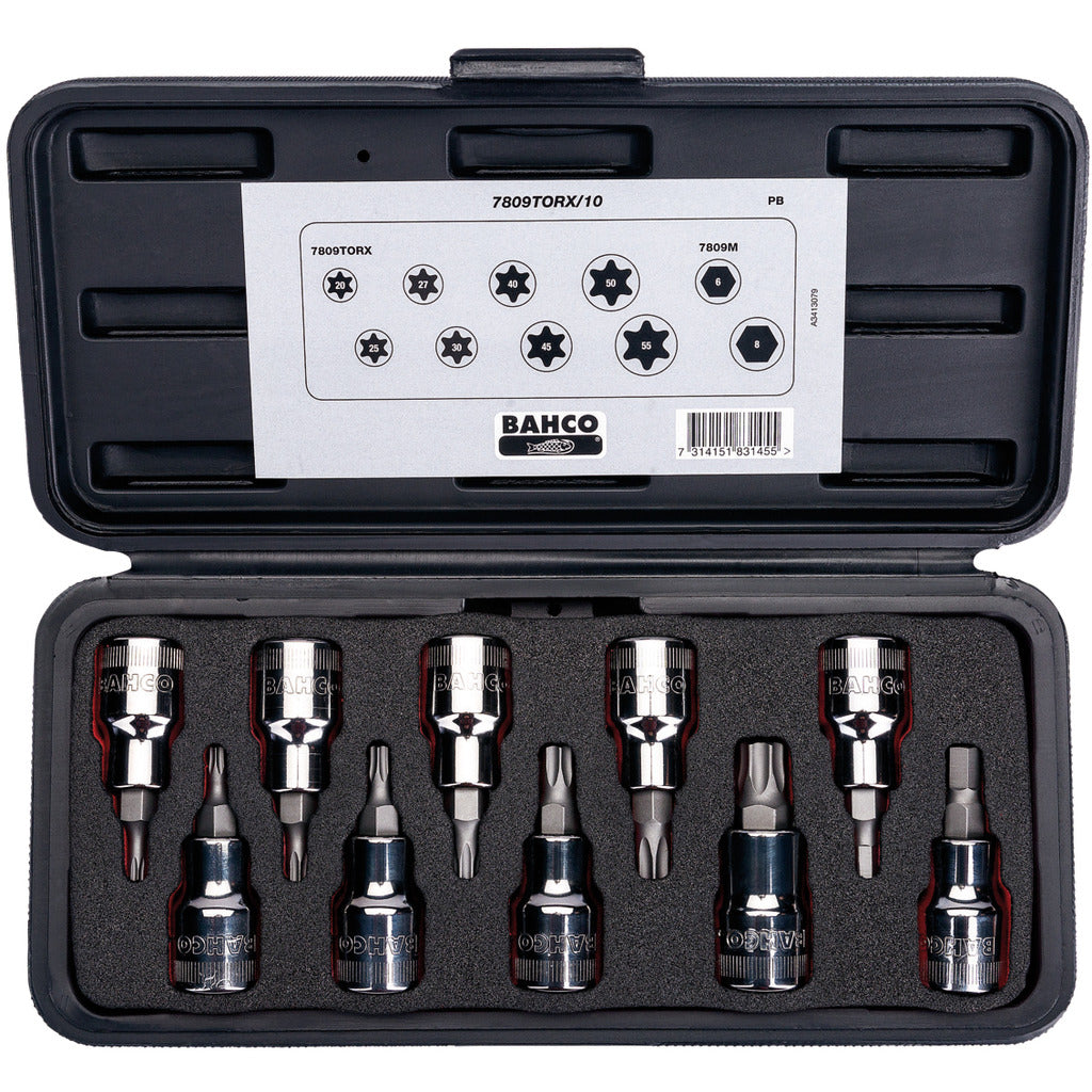 Socket wrench set for Torx® and Phillips screws