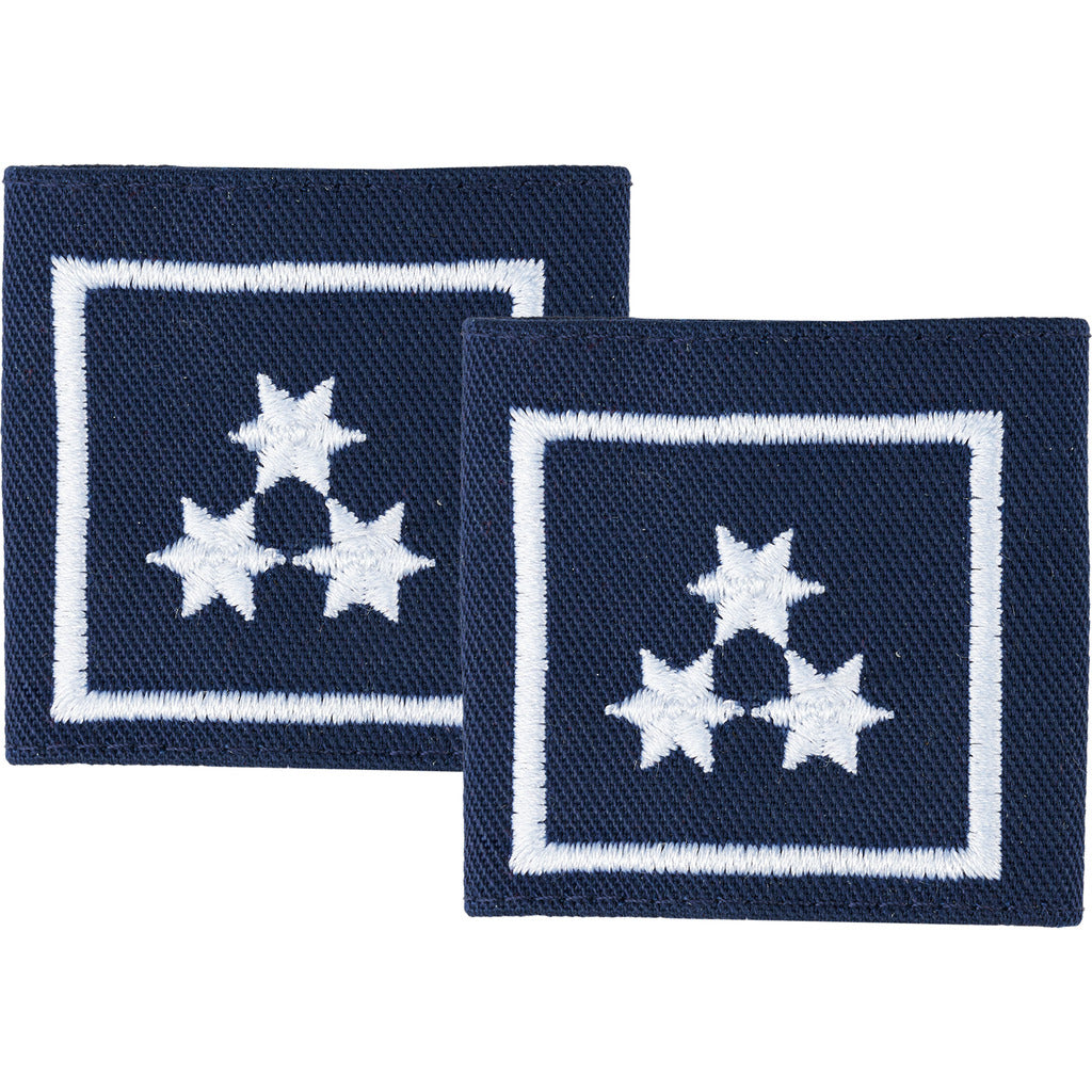 Aufschiebeschlaufen HV / weiß bestickt