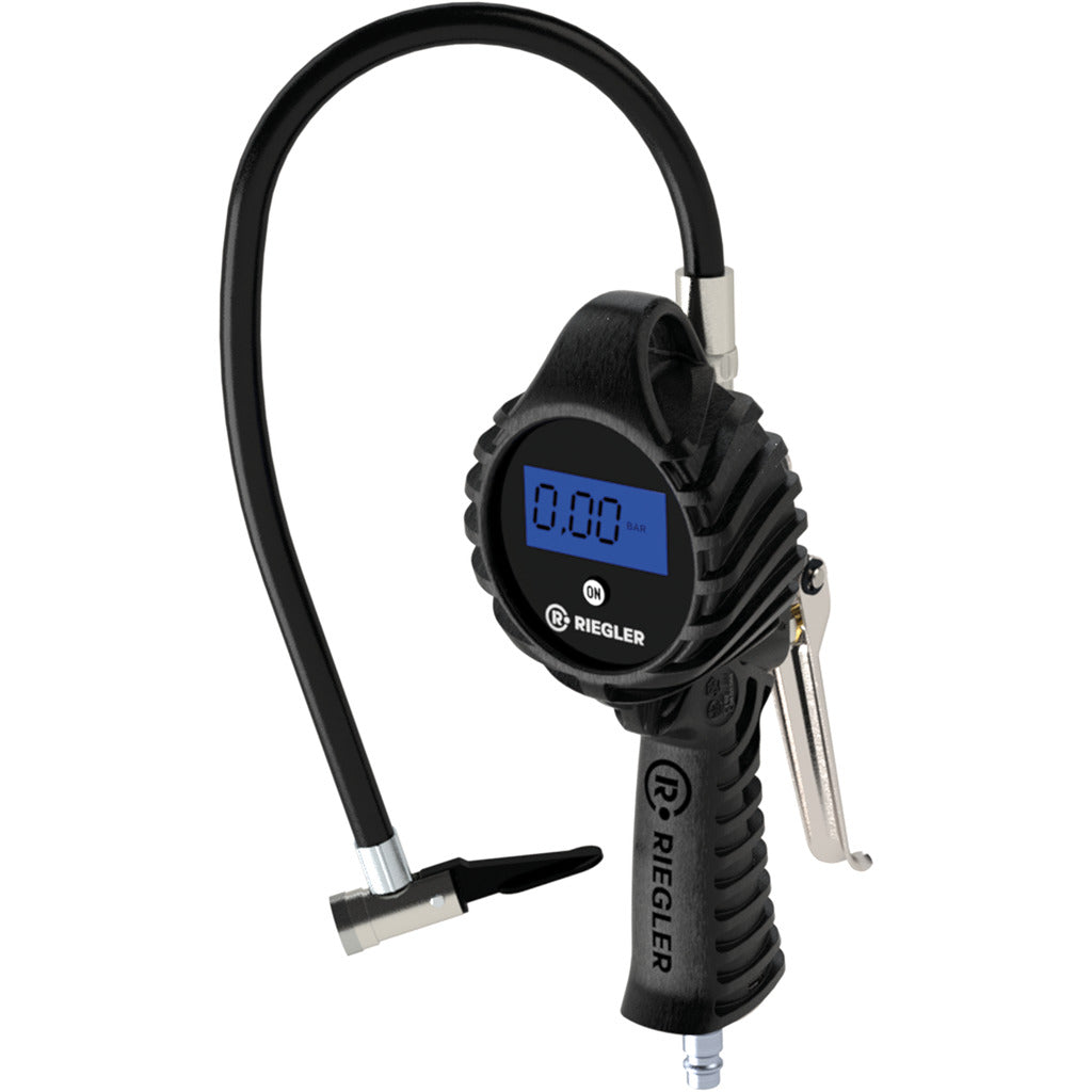 Digital hand tire gauge, rotatable hose
