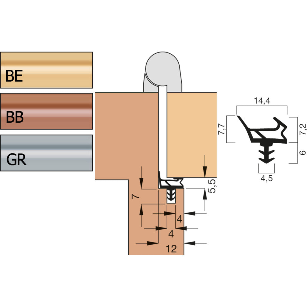 Guarnizione porta A 1022 / collare corto