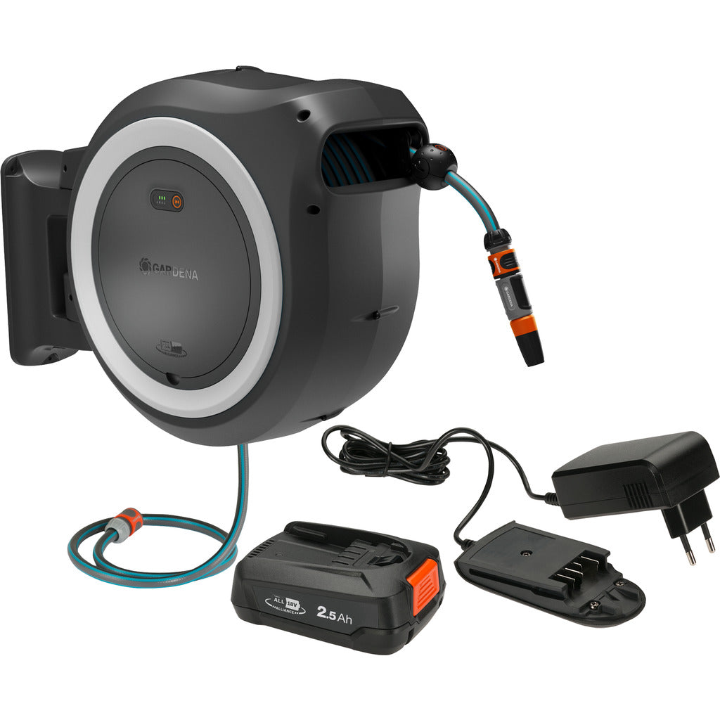 Gardena Akku-Wand-Schlauchbox PowerRoll XXL / Ready-to-use Set