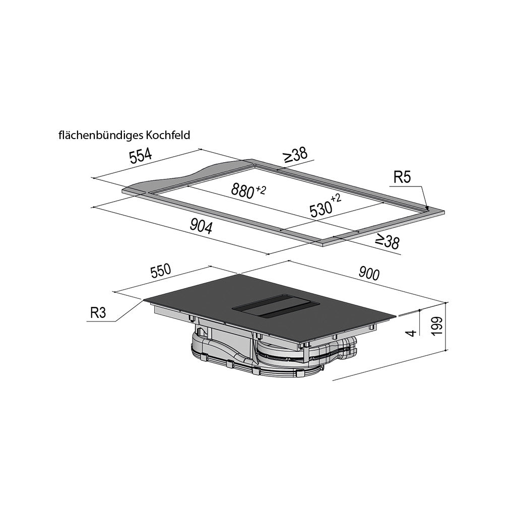 Cooktop extractor Downline Infinity BKA 90 DLI