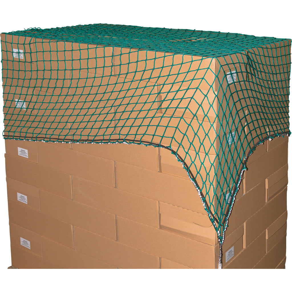 Load securing net including guy rope