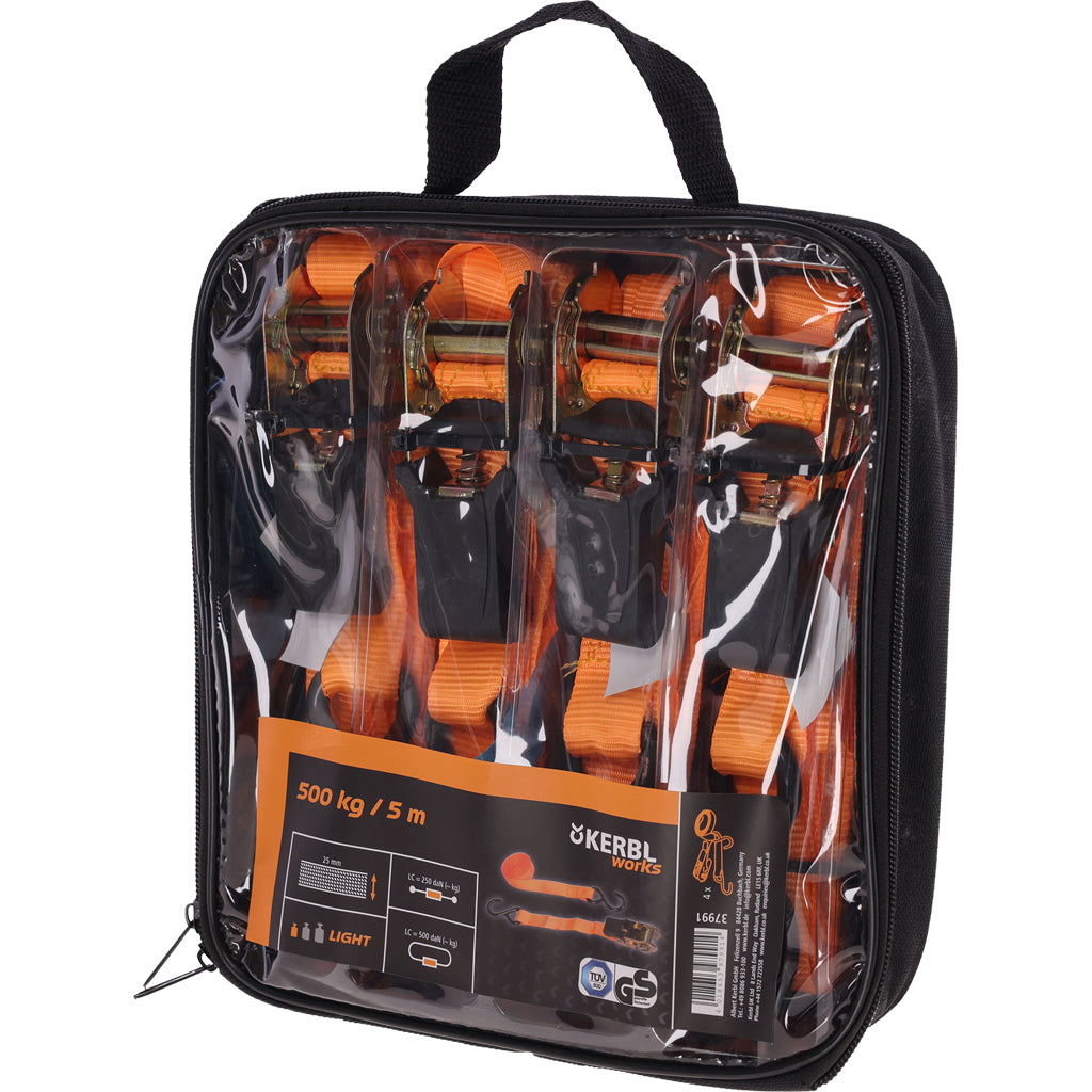 Ratchet lashing strap set of 4