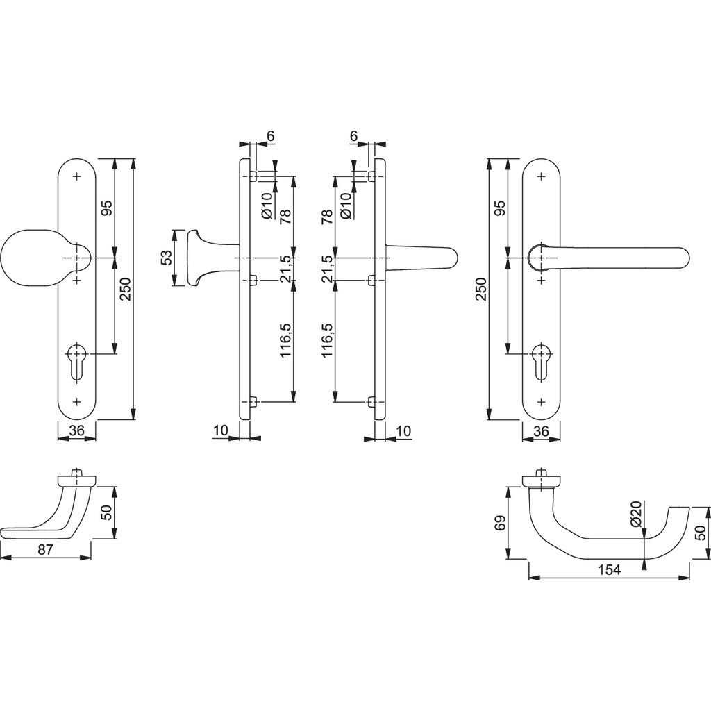 PZ RD-86G door handle set