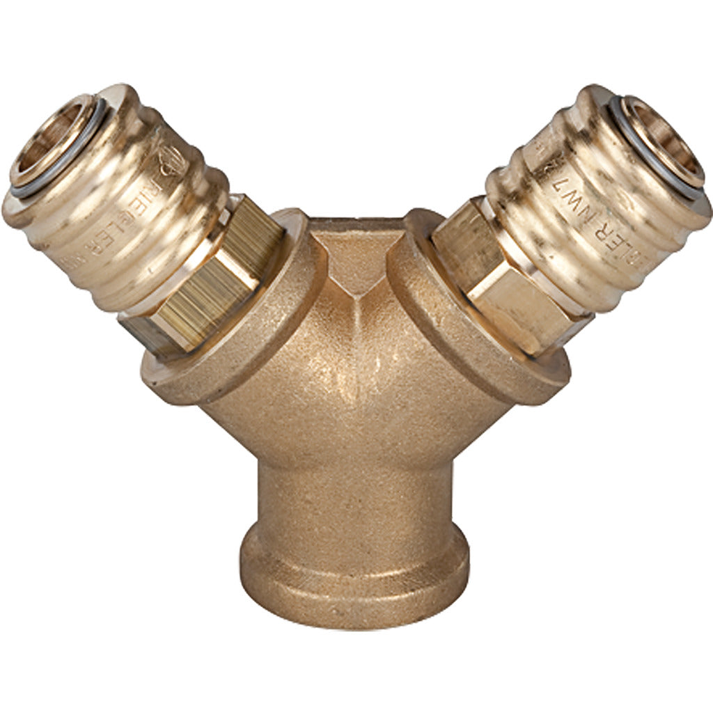 Distributor with 2 quick-release couplings / internal thread