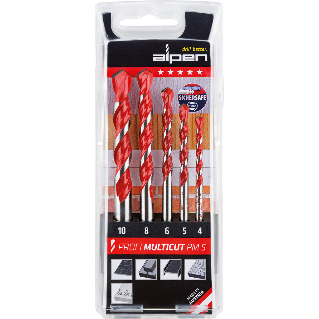 Hartmetall-Mehrzweckbohrer Profi Multicut PM 5 / 5-teilig