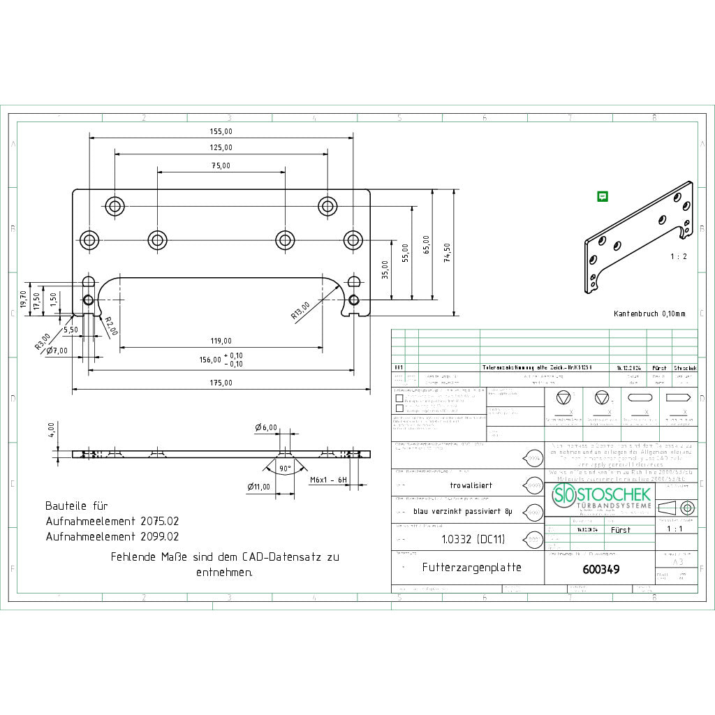 Feed frame plate