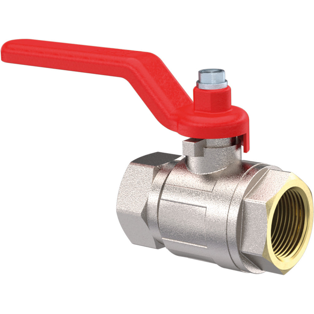 Valvola a sfera con leva manuale rossa, filettatura interna/interna