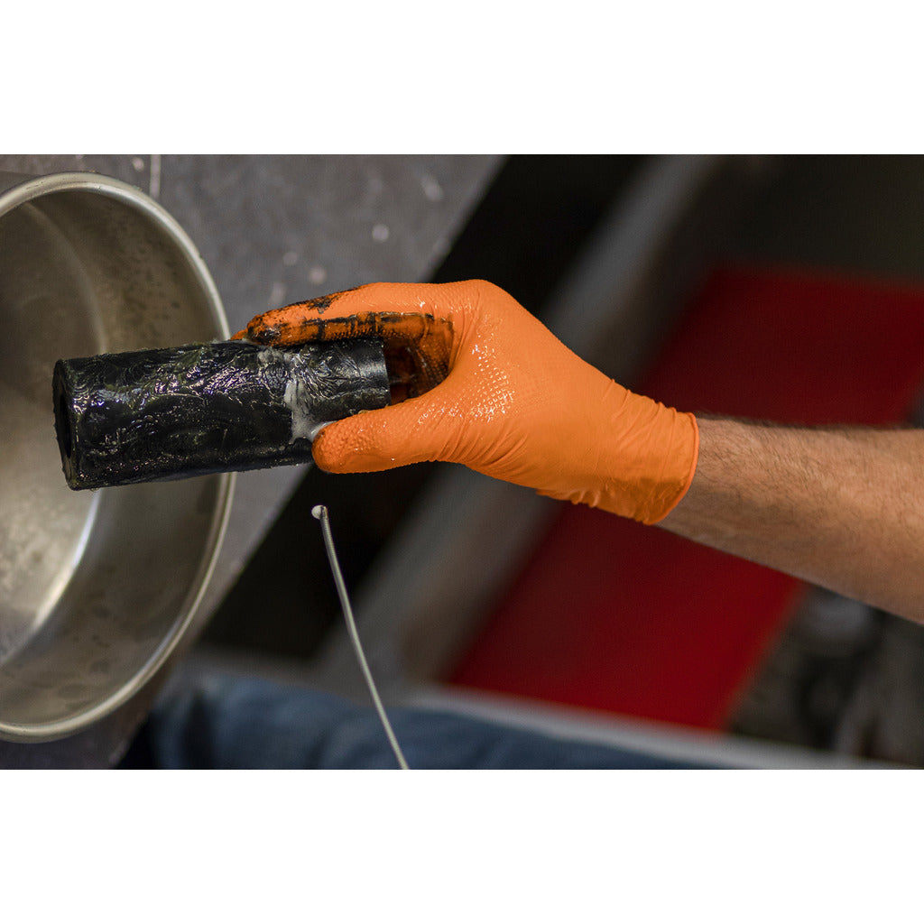 Disposable Nitrile X-Grip gloves orange