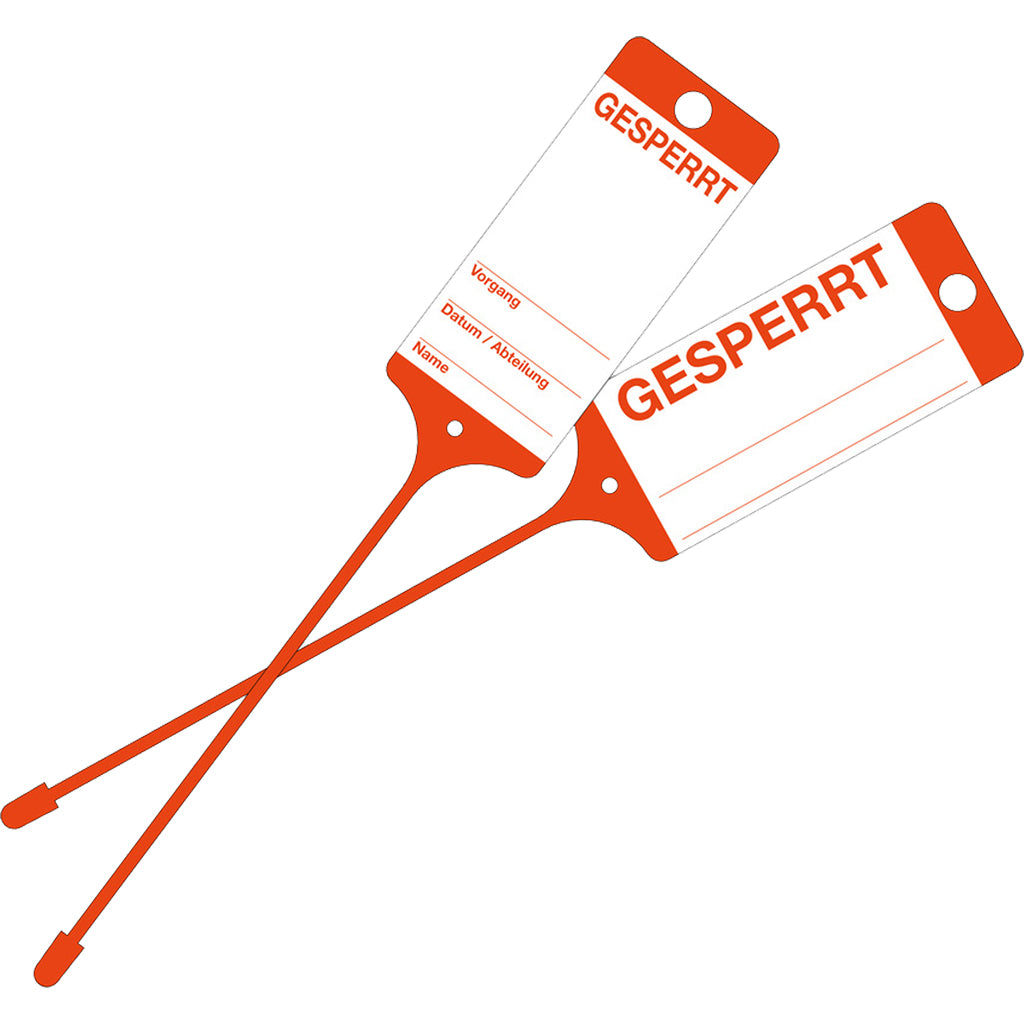 Goods tag / red, "Blocked"