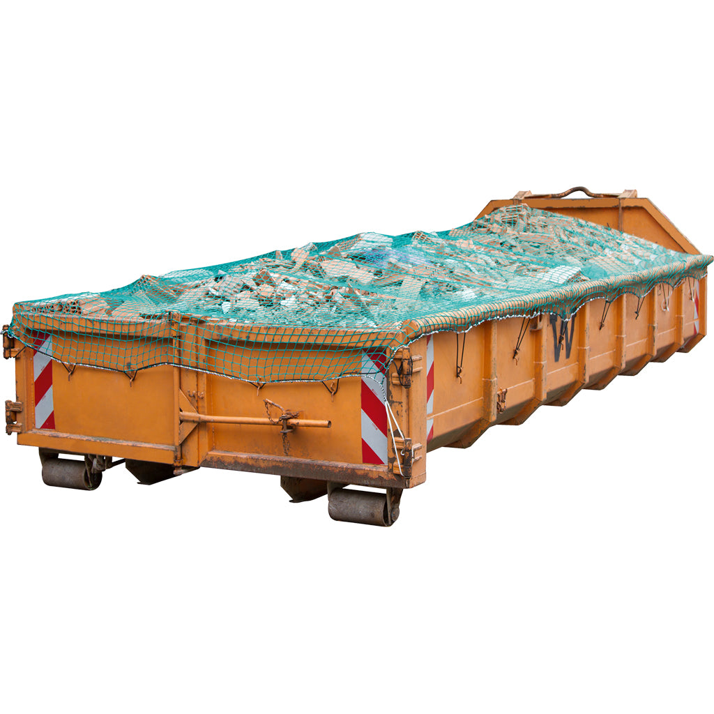 Load securing net including guy rope