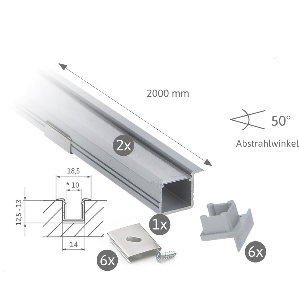 MINI-IN Aluminium Profil Set 2000mm